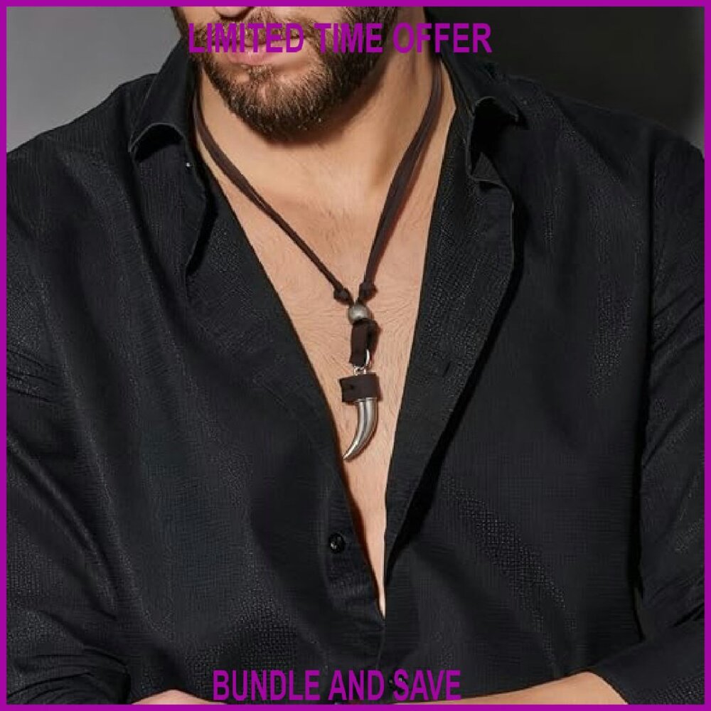 Leather Statement Necklace Set With Adjustable Le… - image 4